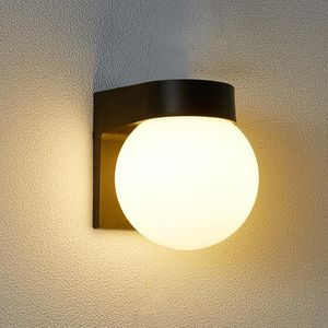 Wall Lamp Outdoor IP54 Waterproof Led Mounted Modern Simple Courtyard Sconce Light Black PC Cream White PMMA Ball