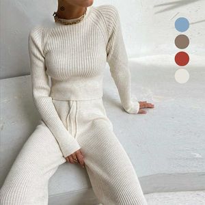 Causual Sweater Sweater Suit Winter Tracksuit Mulheres Vestuário 2020 Dois Peça Calças De Malha Quente Set Feminino Manga Longa Sportswear Q0802