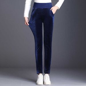 Kış Sıcak Pantolon Kadınlar Artı Kadife Kalınlaşmak Tayt Sıska Rahat Ayak Bileği Uzunlukta Pantolon Yüksek Bel Büyük Boy Kadınlar 210608