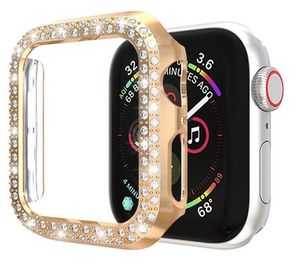 Caso de relógio protetor de pára choques com duas linhas bling diamantes PC Plating Leve para Fitbit Iwatch Series