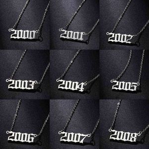 Stainless Steel Birth Year Necklaces For Women Men Gold Silver Color Neck Chain Choker Male Female Pendant Necklace Jewelry G1206