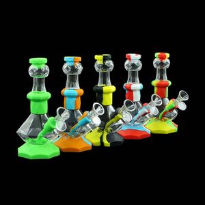 7.4'' H smokng water bong pipe silicone hookahs glass bongs spoon pipes use for cigarette