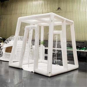 Anpassad pyramidform lufttät tält Uppblåsbar transparent bubbla klar utställningshandelsbås med mattpump och dörröverdrag