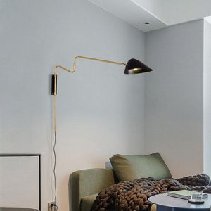 Nordisk vägglampa graders roterbar svängarm med plugg vardagsrum sovrum EU US Bedside Reading Light Lamps