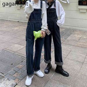Korean Chic Loose High Waist Oversize Overalls Jeans Jumpsuit Women Vintage Stylish Office Lady Spring Cargo 210601