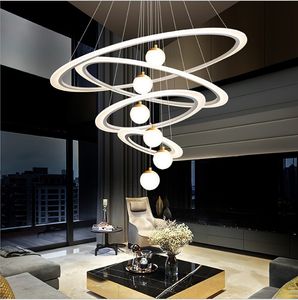 Moderno Led Chandelier Círculos Brancos Candelabro Candelabro Iluminação Luminárias para sala de estar sala de jantar quarto quarto lustres led