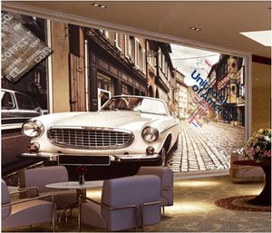 Photo personalizado papéis de parede 3D Murais Papel de Parede Retro Graffiti Car Mural Café Bar Nostalgic Wall Papers Decoração