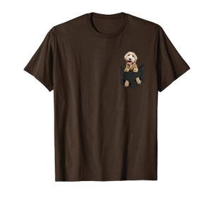 Pies w kieszeni Labradoodle t koszula koszulka koszulka