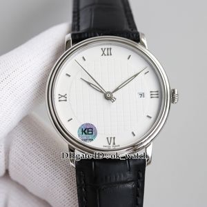 Yeni Villeret Ultrastre 6651-1143-55B Miyota 9015 Otomatik Erkek İzle 40mm Gümüş Kılıf Beyaz Dial Romen Rakamları Gents Spor Saatler Siyah Deri Kayış