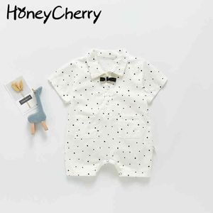 Yaz Bebek Romper Polka Dot Yaka Tulum Eğlence Erkek Giysileri S 210515