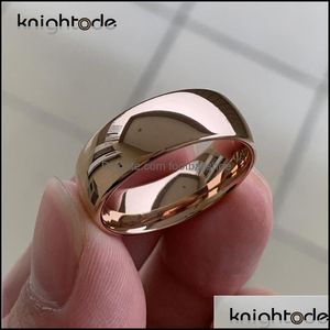 Solitaire Ring Ringar Smycken Klassisk Rose Guld Tungsten Bröllop för Kvinnor Män Karbid Förlovningsband Dome Polerad Finish 8mm 6mm Y1119 Dro