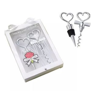 Opener di bottiglia di vino a forma di cuore grande combinazione corkscrew e tappo a forma di cuore set a forma di certezza bombonieri regalo rre12883