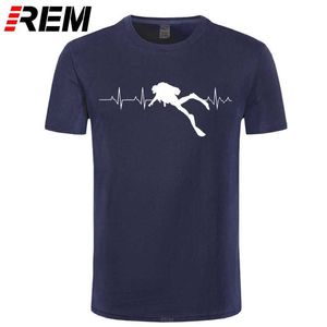 REM Scuba Dive Heart Beat подарок для T-рубашек для дайвера Летние короткие рукава мягкие мужские тройники чистый хлопок T 210629