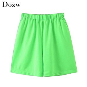 Streetwear Grüne Shorts Frauen Lose Beiläufige Jogginghose Sommer Elastische Taille Solide Damen Böden Kurze Mujer 210515