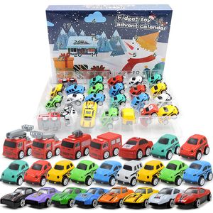 2021 Christmas Advent Kalendarz z szt Pull Zabawki samochodowe Zabawki dla dzieci Pojazd Pojazd Pojazd LICZBY DO Nowego Roku Dla Maluch Chłopcy Dziewczyna Xmas Prezenty Wakacje Party Favor