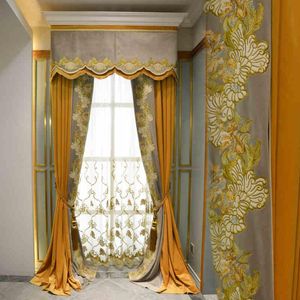 Gordijn gordijnen licht en luxe sfeer Europese Amerikaanse stijl bloemdecoratie hoge precisie stof gordijnen voor woonkamer bed