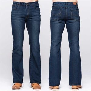 GRG Męskie Slim Boot Cut Jeans Classic Stretch Denim Lekko Flare Deep Blue Fashion Spodnie 211111