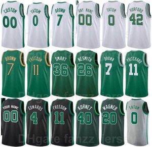 スクリーンプリントバスケットボールDennis Schroder Jersey 17アルホード42ルークKorket 40 Aaron Nesmith 26 Josh Richardson 0 Enes Kanter 11 Jaylen Brown 7 Tatum Man Woman Youth