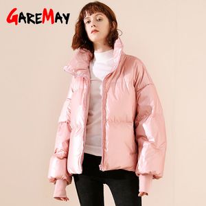 Feminino lustroso para baixo parka inverno para baixo casaco para as mulheres jaqueta grossa frouxo branco pato casaco mulheres à prova d'água 210428