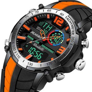 Nowi Mężczyźni Zegarek Top Marka Luksusowy Moda Dual Wyświetlacz Wristwatch Analogowy Digital Sport Wodoodporny Zegar Relogio Masculino 210329