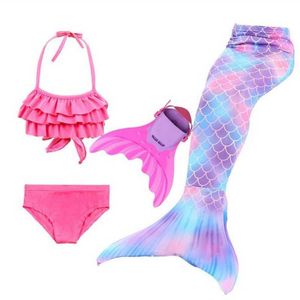 Girls Mermaid Tail For Swimming Cosplay Swimsuit Kid's Sparkle Tails Swimmable Costume Swimwear Sets With Monofin Y0913