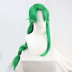 Genshin Impact Baizhu Costume Cosplay Wig with Removable Bun Heat 90cm Resistant Synthetic Hair for Halloween Party