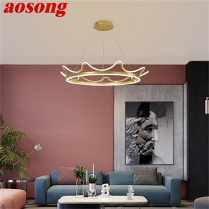 Pendant Lamps AOSONG Nordic Lights Gold Crown Contemporary Luxury LED Lamp Fixture For Home Decoration