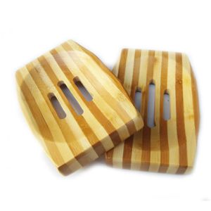 Naturliga bambu Tvålfack Brickahållare Tvätt Dusch Förvaring Badplatta Väska Badrum Köksartiklar