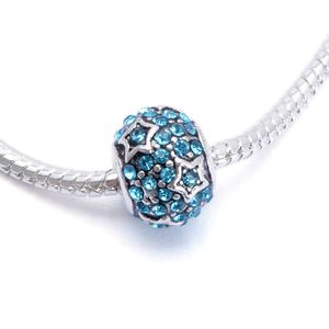 Pasuje do Pandora Bransoletki 20 SZTUK utwardzone kryształ gwiazdy urok koraliki srebrne uroki koralik dla hurtowej diy europejskiej naszyjnik biżuteria robi Xmas