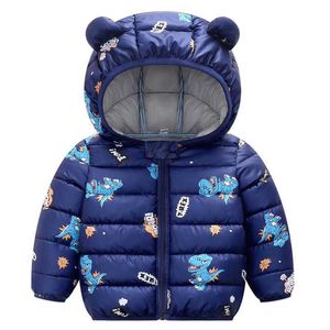 Baby Kids outerwear Winter Warm Coats Boys Dinosaur Outerwear For Girls Cartoon Coat Toddler Children Hooded Coats Spring Jacket H0909
