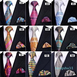Gravata conjuntos PCS venda por atacado venda artesanal homens gravatas Pacote de bolso 100% seda jacquard tecido hanky novo