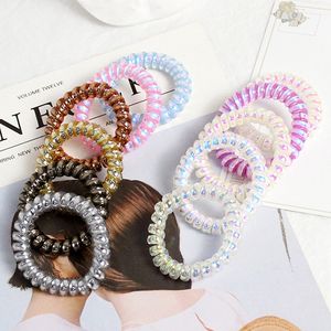 5CM INS Fashions Lady Hair Accessories Laser Glitter Telephone Wire Band Mermaid Ponytail Holder Girls Elastic Phone Cord Line Tie M3815