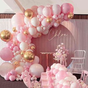 Balloons Arch Set Pink White Gold And Confetti Balloon Garland Wedding Baby Baptism Shower Birthday Party Balloon Decoration 220114