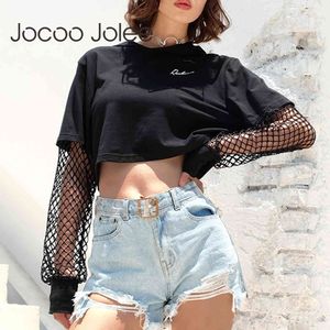 Women Mesh Long Sleeve Crop Tops Casual Letter Print Short Hoodies Sweatshirts Female Streetwear Fashion 210428