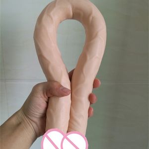 Howosex Double Dildo Super Long 22.5 Cal Elastyczny Soft Penis Vagina and Anal Women Gay Lesbian Podwójnie Zakończony Dong Sex Toy Y201118