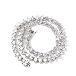 Iced Out Diamond Tennis Chain White Gold Plated Mens Fashion Hip Hop Rock Smycken Bling