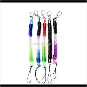 Keychains Fashion Aessories Drop Delivery 2021 Tactical Retractable Plastic Phone Spring Elastic Rope Security Gear Tool For Airsoft Outdoor