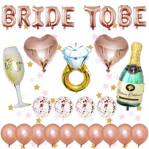 パーティーの装飾ローズゴールドの花嫁はレターホイル紙吹雪の風船のショルダーサッシュ結婚式のブライダルシャワーBachelorette henのアクセサリー