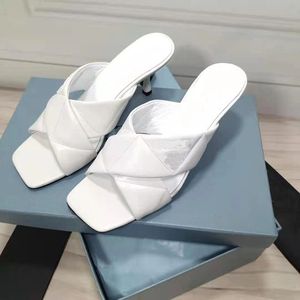 Fashion versatile quality women's high-heeled slippers fas hion luxury designer 6.5cm women sandals 35-41