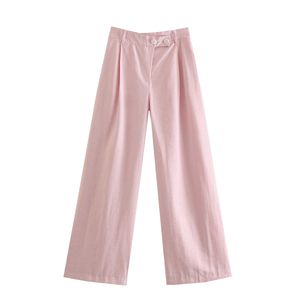 Byxor kvinnor bred ben vintage mode high-midja casual mysiga lösa byxor kvinnor y2k pantalon pour femme 210709