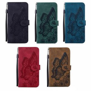 Impressum Schmetterling Blume Vintage Leder Brieftasche Hüllen für Samsung S23 FE Ultra A04 A23E A14 5G A32 S21 Plus A25 A24 Note 20 Ultra A12 Halter Flip Cover Tasche Geldbörse