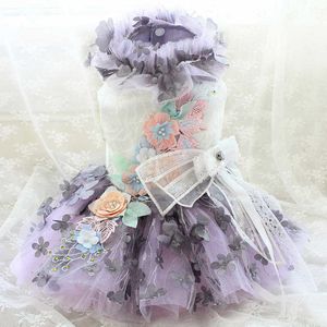 Бесплатная одежда для собак ручной работы 3D слои для цветов Pet Tutu Wedding платье вечернее платье пудель мальтийская падение