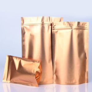 400pcs ouro levantando mylar zipper bloqueio sacos de alumínio folha de embalagem de alimento de embalagem de alimento selo selo de doces 10 * 15 12 * 20 14 * 22 16 * 24 19 * 29 22 * ​​29cm saco de válvula