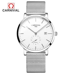 Wholesale ultra thin mechanical watches resale online - Carnival Ultra thin MM Automatic Mechanical Watch Men Watches Waterproof Erkek Kol Saati Men s Clock C8039 Wristwatches