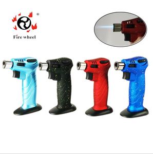 Strong Torches Jet Lighter Butane Windproof Straight Cigar Lighters Igniter 4 Colors NO Gas For BBQ Kitchen barbecue Camping Tools