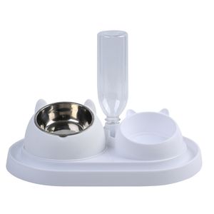 600ml Pet Dog Cat Automatic Feeder Bowl for Dogs Drinking Water Bottle Kitten Bowls Slow Food Feeding Container Supplies 210615