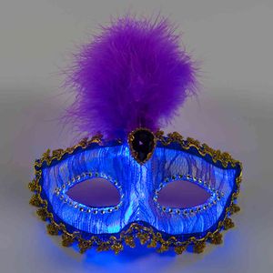 Light Up Fiber Optic Glow In The Dark Luminous Festival 7 Kolory Masquerade Carnival Halloween Led Party Eye Maska