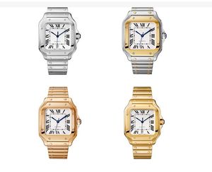 Band Uhren großhandel-Mann Automatische Bewegung Mechanische Uhr Edelstahl Uhren Stahl Band Uhren Männliche Uhr Weiß Gesicht Silber und Gold Farbe
