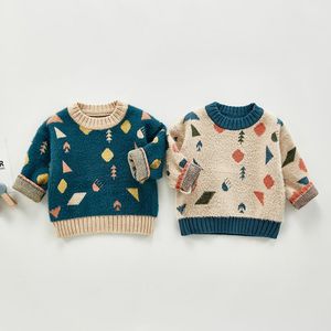 아기 소녀 아이 스웨터 가을 겨울 소년 기하학적 패턴 긴 소매 니트 S 210429