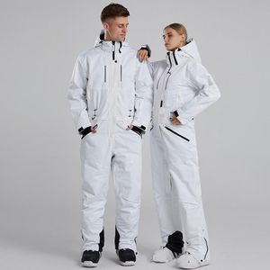 Skijacken 2021 mit Kapuze Einteiliger Skianzug Damen Wasserdicht Schnee Overall Mann Winddicht Winter Weiblich Overalls Outdoor Sport Herren Kleidung